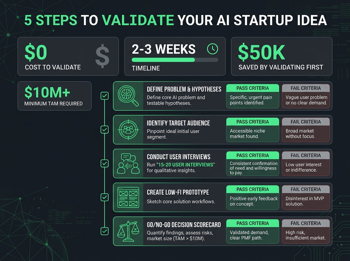 How to Validate Your AI Startup Idea (Before Spending $50K)